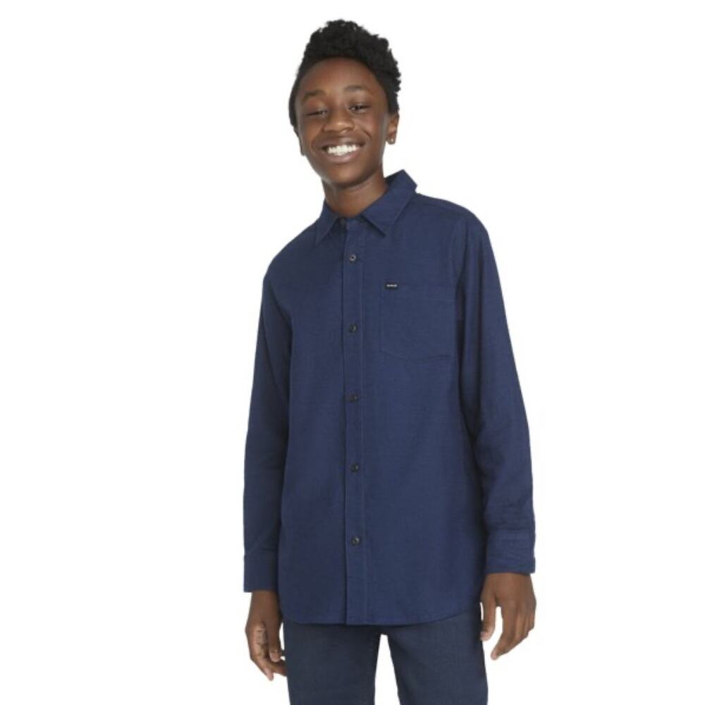 Hurley Toddler Boys Size 4 Long Sleeve Flannel Top Color: Blue Solid